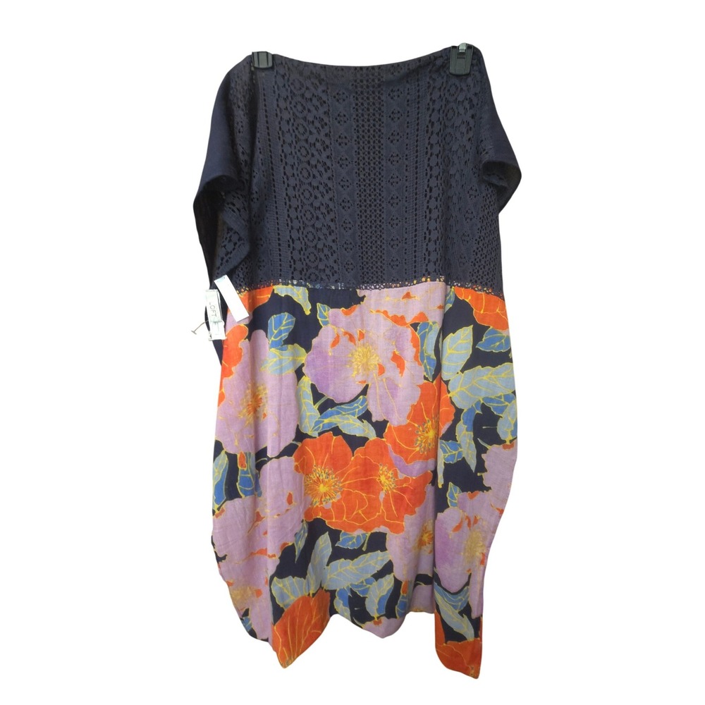 Loft Ann Taylor Floral Scarf Wrap Navy Blue Crochet Lace Floral Oversized NWOT